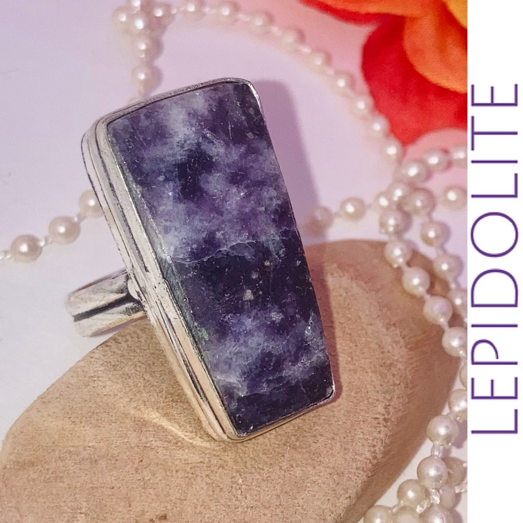 Radiant Lepidolite Gemstone Handmade Ring